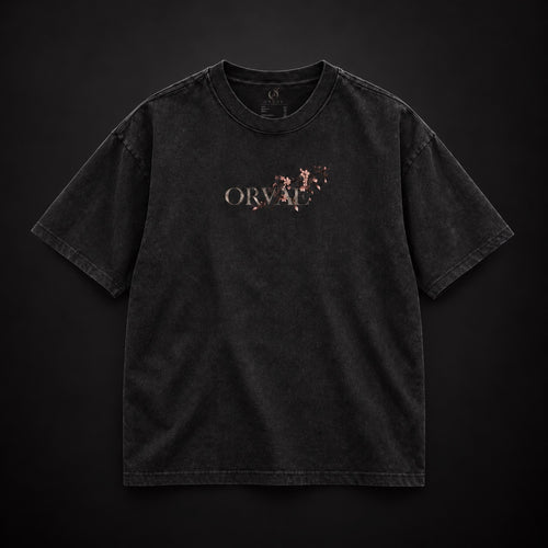 ORVAE Mystic Bloom oversized faded black tee front view